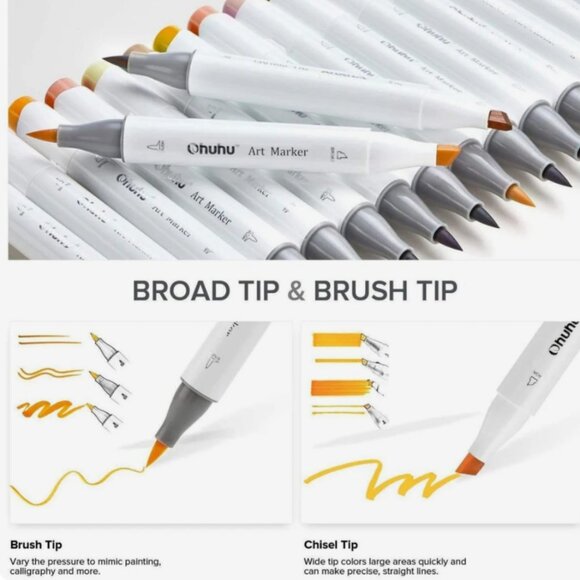 Ohuhu 216 Honlulu Color Dual Tips Alcohol Art Markers - Picture 4 of 7